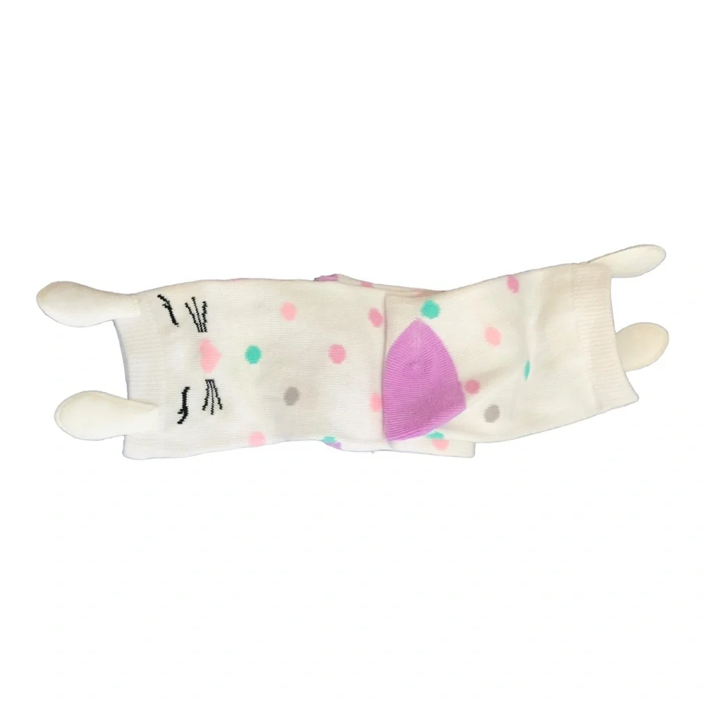 pair of Adorable‎ bunny ears polka dot white socks new